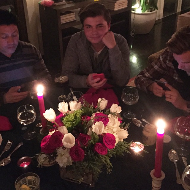 A very merry texting dinner. @therealseanstewart @hollywoodpablo
